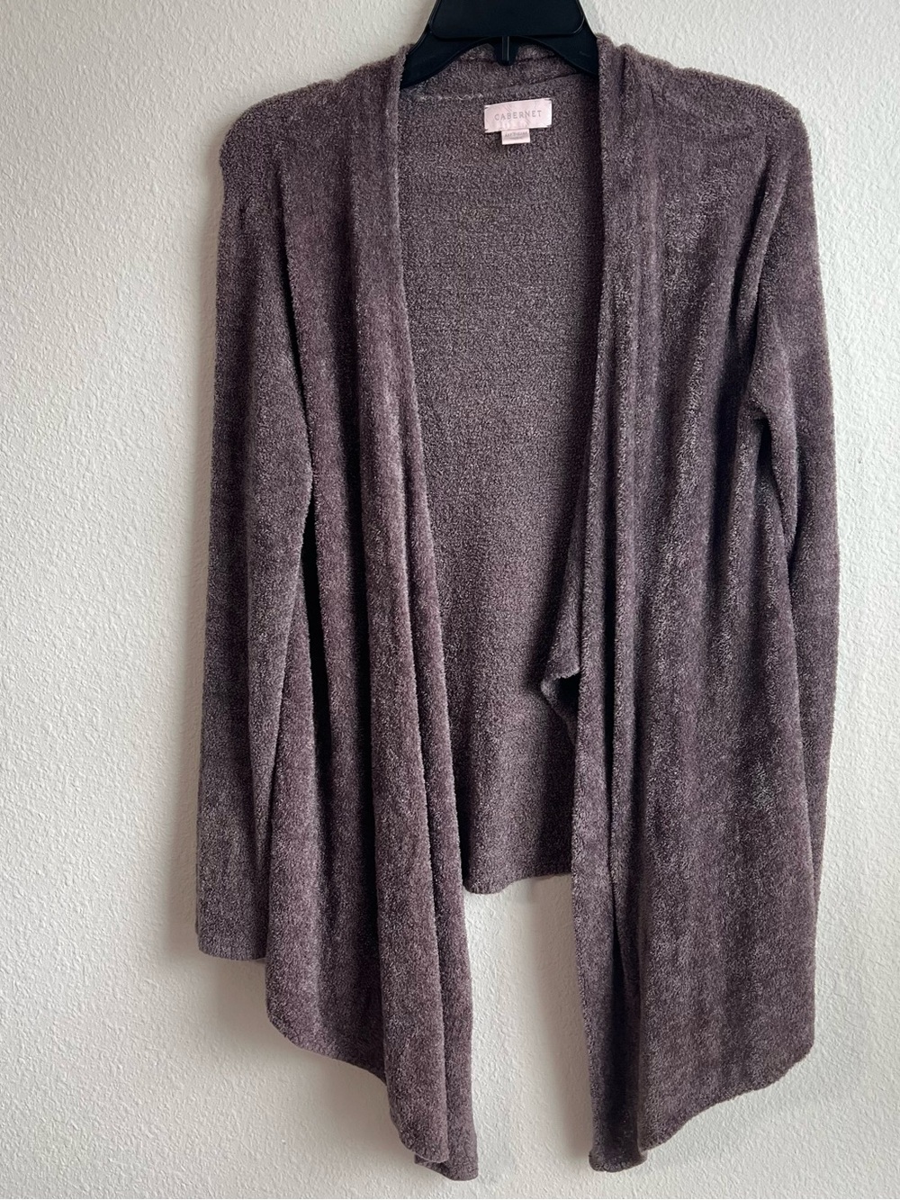 Cabernet Plum Open-Front Women's Cardigan Sweater 100% Nylon Boucle Sz. Medium